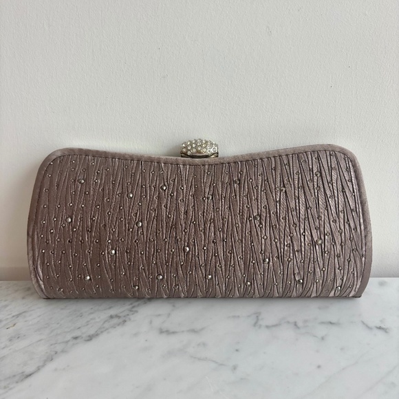 Mocha clutch bag with rhinestones - Picture 1 of 6